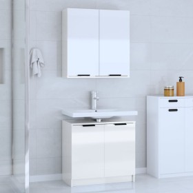 Set muebles de baño 2 piezas madera contrachapada blanco