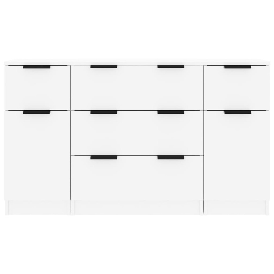 Set de aparador 3 piezas madera contrachapada blanco