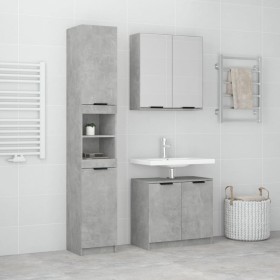Set de muebles baño 3 pzas madera contrachapada gris