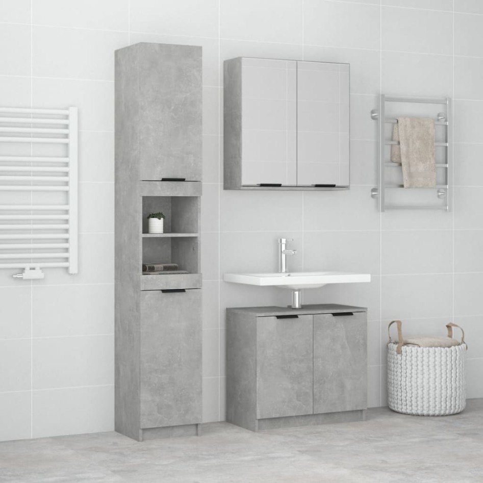 Set de muebles baño 3 pzas madera contrachapada gris