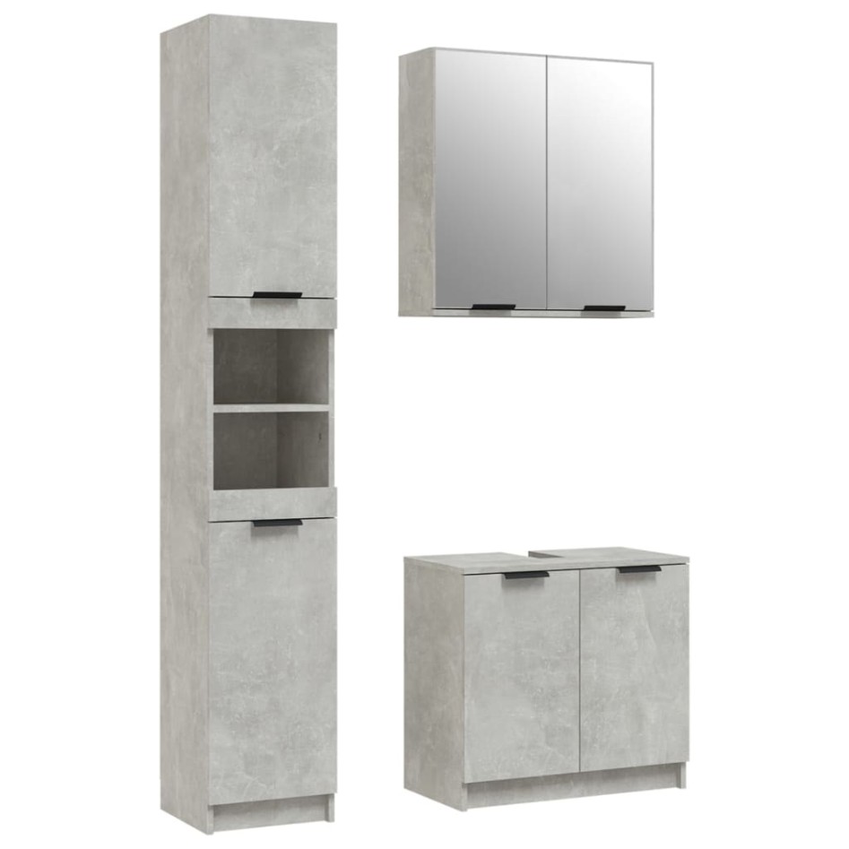 Set de muebles baño 3 pzas madera contrachapada gris