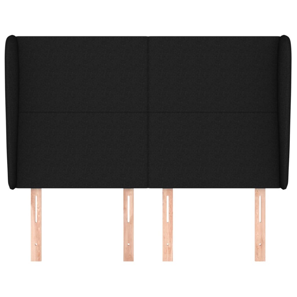 Cabecero con orejas de tela negro 147x23x118/128