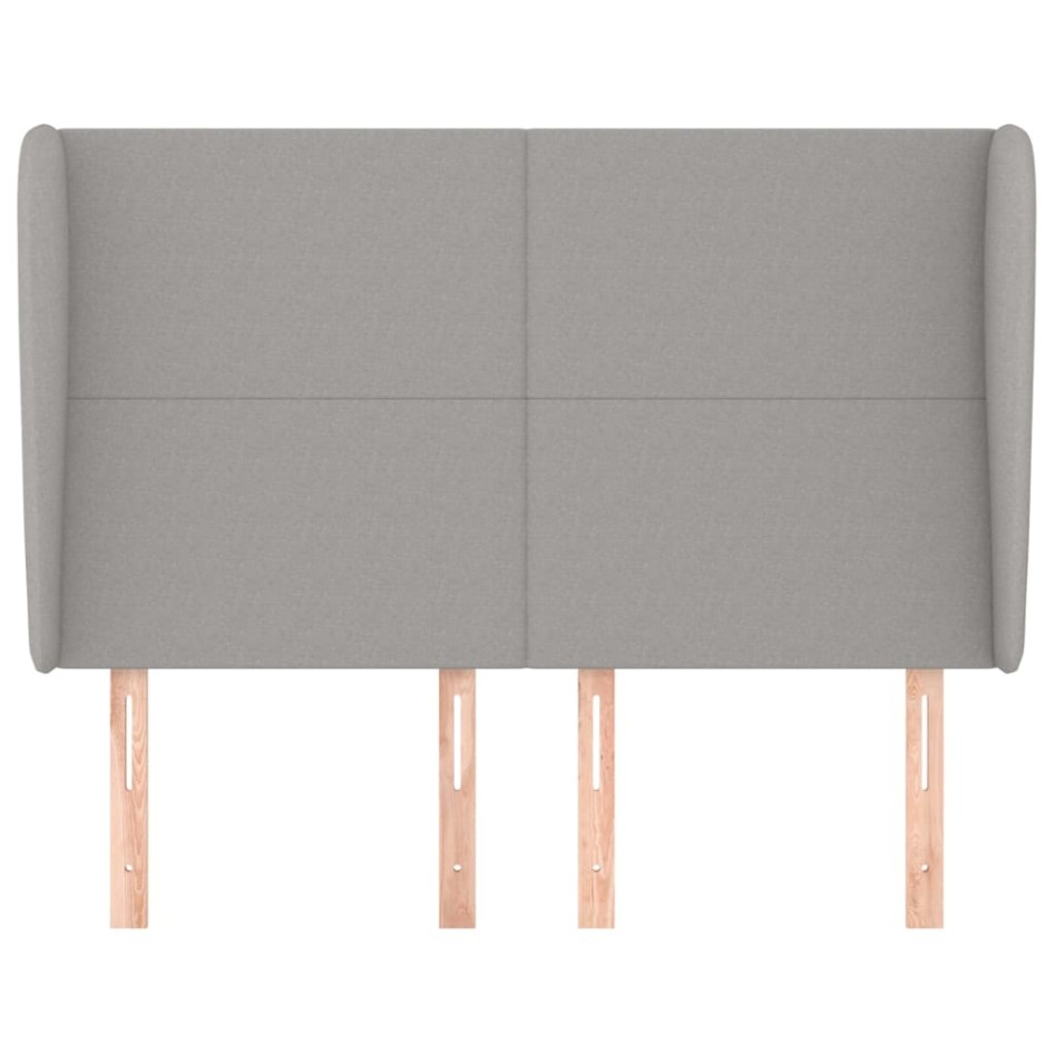 Cabecero con orejas de tela gris claro 147x23x118/128