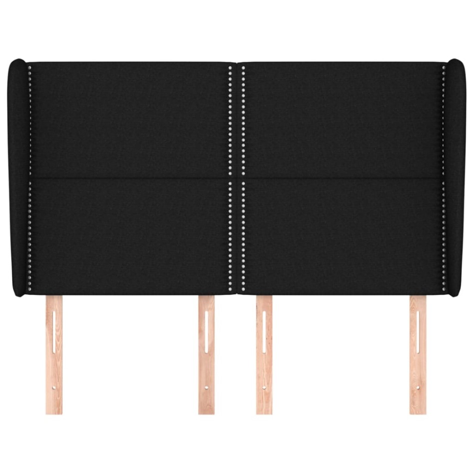 Cabecero con orejas de tela negro 147x23x118/128