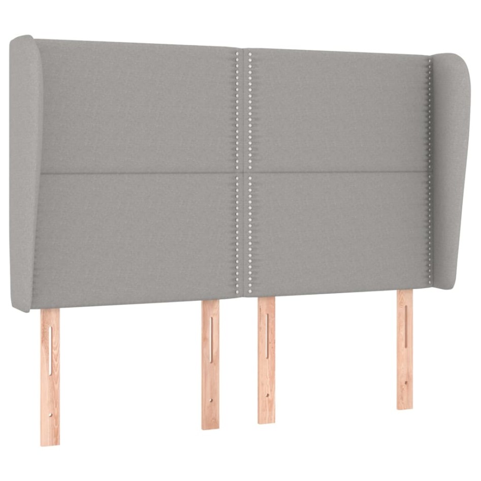 Cabecero con orejas de tela gris claro 147x23x118/128