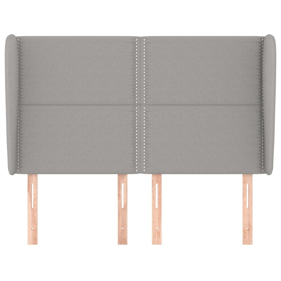 Cabecero con orejas de tela gris claro 147x23x118/128