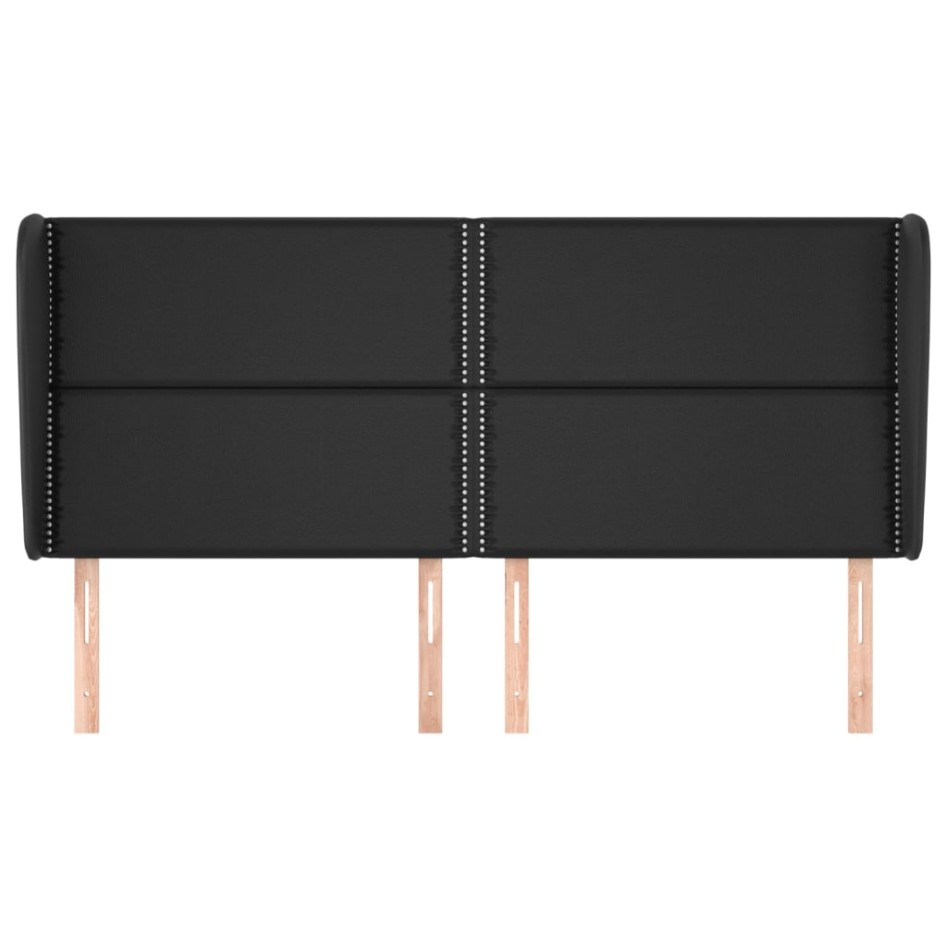 Cabecero con orejas cuero sintético negro 203x23x118/128