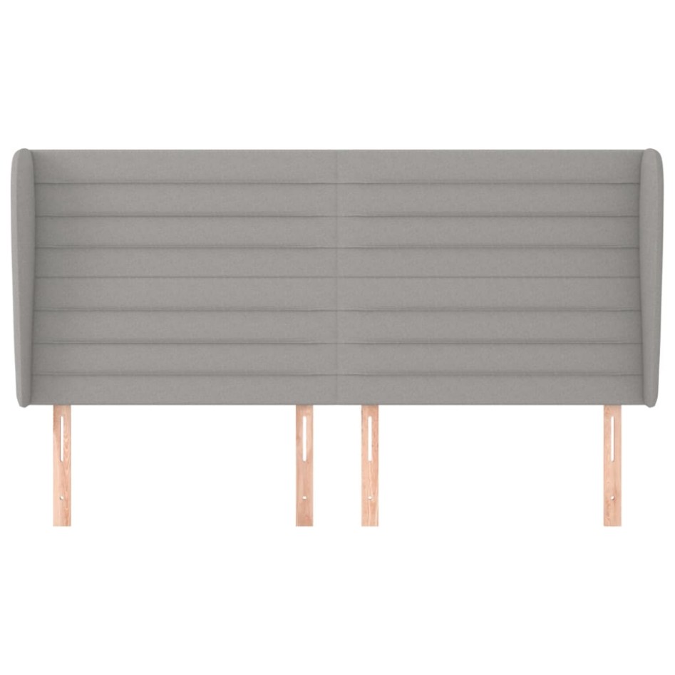 Cabecero con orejas de tela gris claro 183x23x118/128