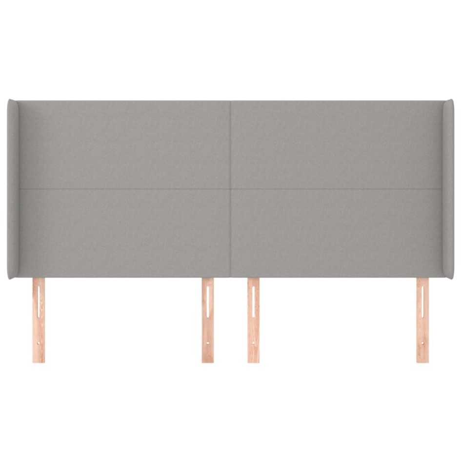 Cabecero con orejas de tela gris claro 203x16x118/128