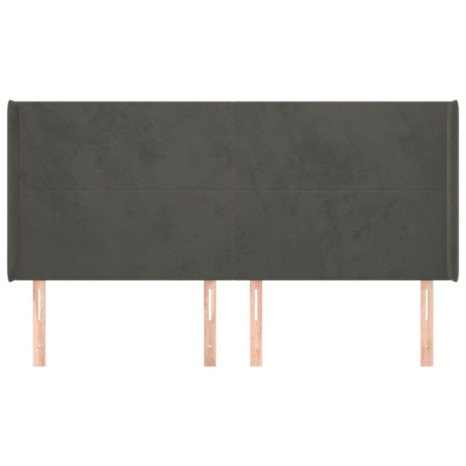 Cabecero con orejas de terciopelo gris oscuro 163x16x118/128