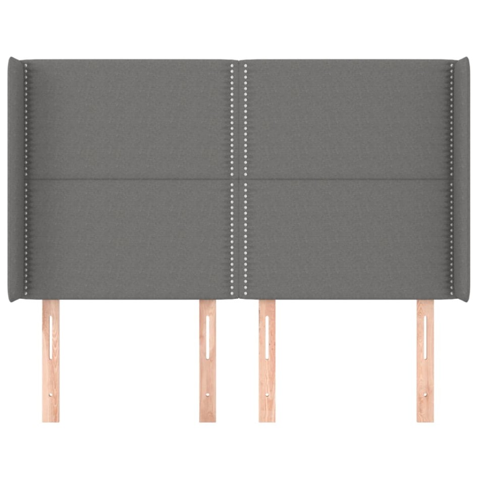 Cabecero con orejas de tela gris oscuro 147x16x118/128