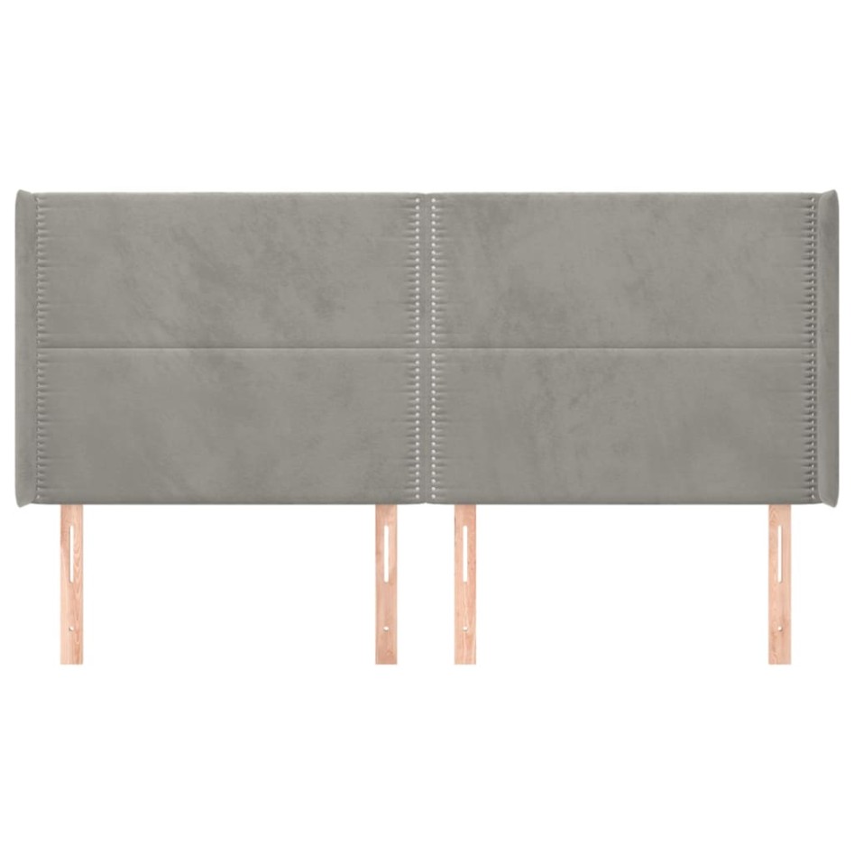 Cabecero con orejas de terciopelo gris claro 183x16x118/128