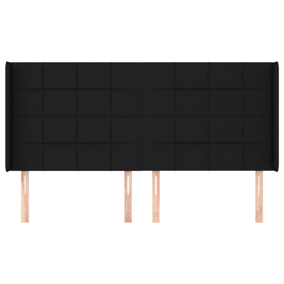 Cabecero con orejas de tela negro 183x16x118/128