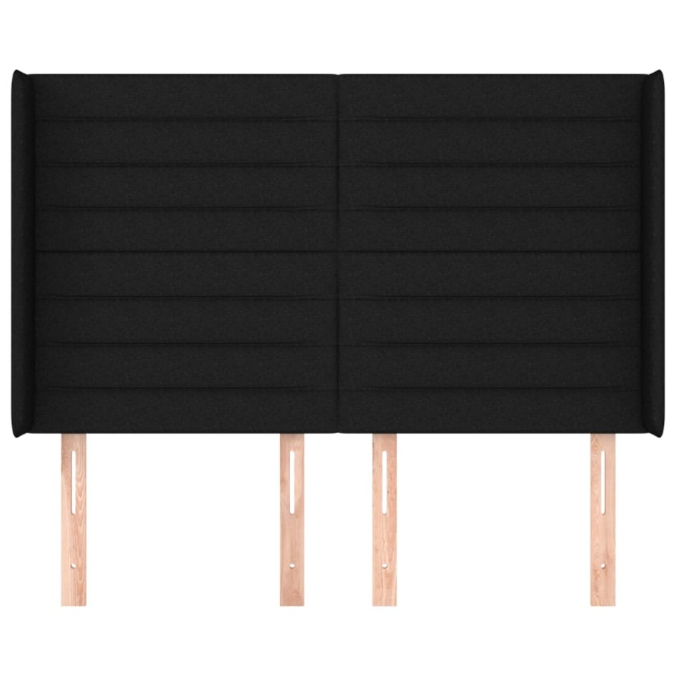 Cabecero con orejas de tela negro 147x16x118/128