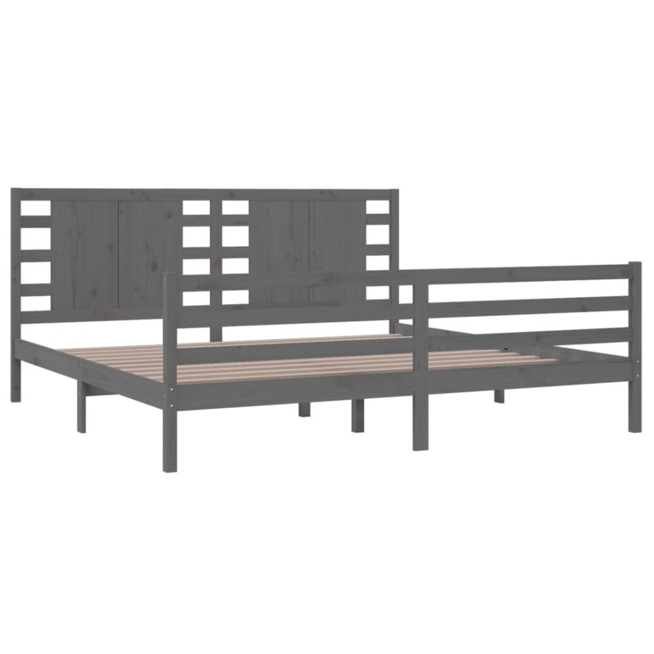 Estructura de cama de madera maciza de pino gris 200x200