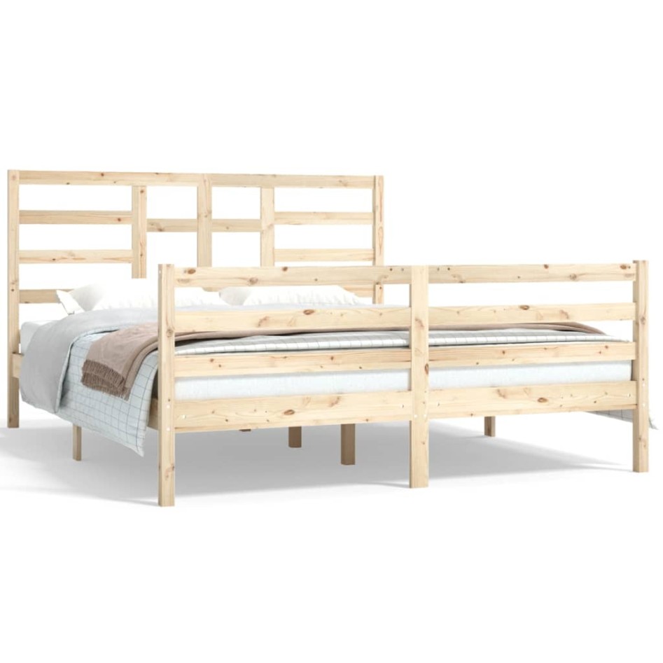 Estructura de cama de madera maciza 160x200