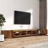 Set de muebles TV con LEDS 3 pzas contrachapada roble