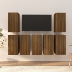 Muebles para TV 7 uds contrachapado roble marrón 30,5x30x60