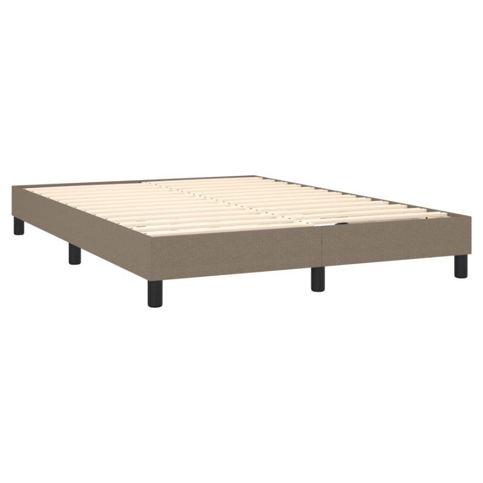 Estructura de cama box spring tela gris taupe 140x200