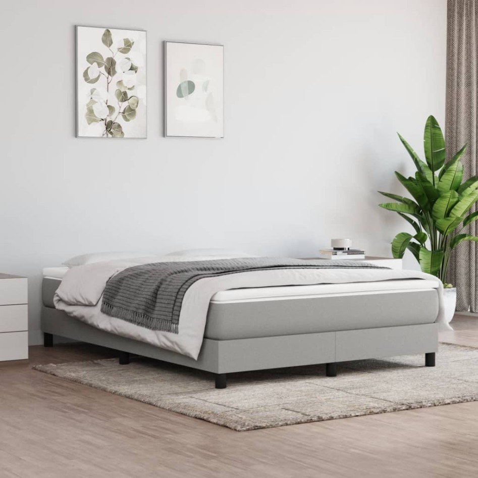 Estructura de cama box spring tela gris claro 140x190