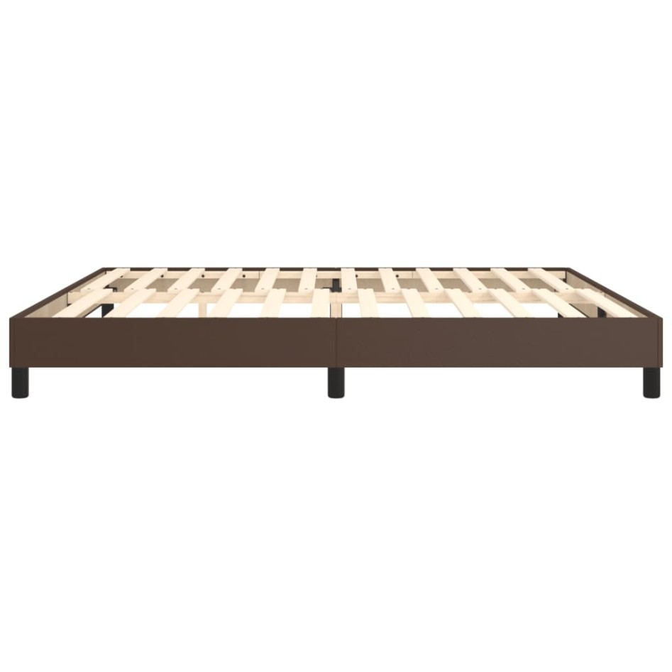 Estructura de cama box spring cuero sintético marrón 200x200