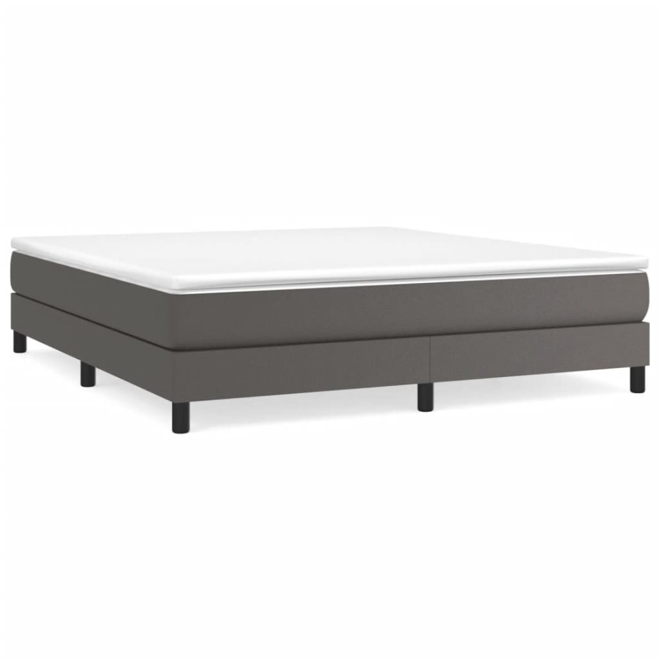 Estructura de cama box spring cuero sintético gris 180x200