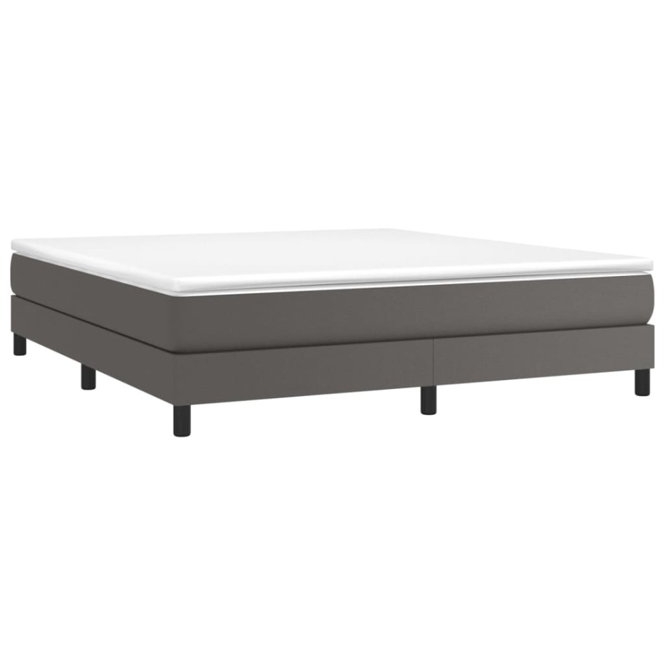 Estructura de cama box spring cuero sintético gris 180x200