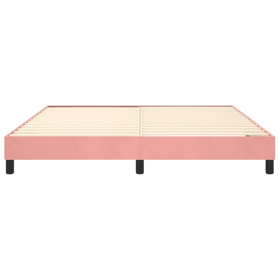 Estructura de cama box spring terciopelo rosa 180x200