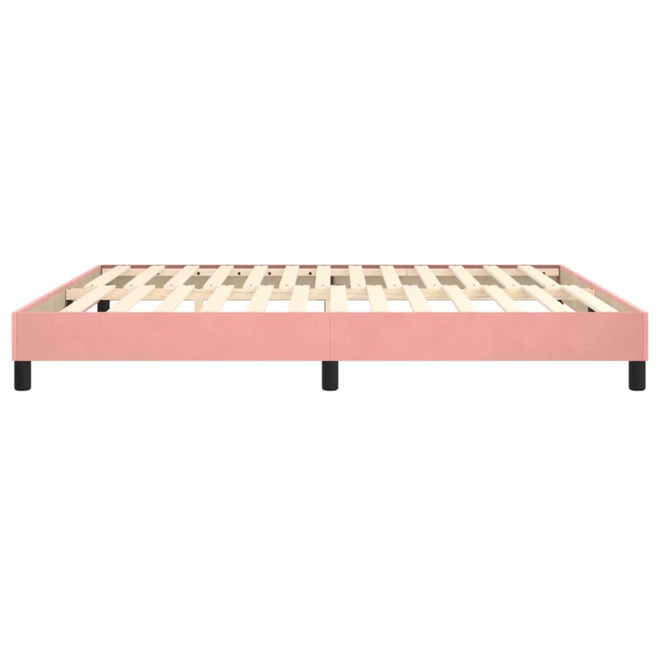 Estructura de cama box spring terciopelo rosa 180x200