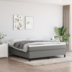 Estructura de cama box spring tela gris oscuro 160x200