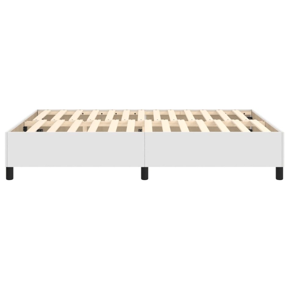 Estructura de cama box spring cuero sintético blanco 140x190