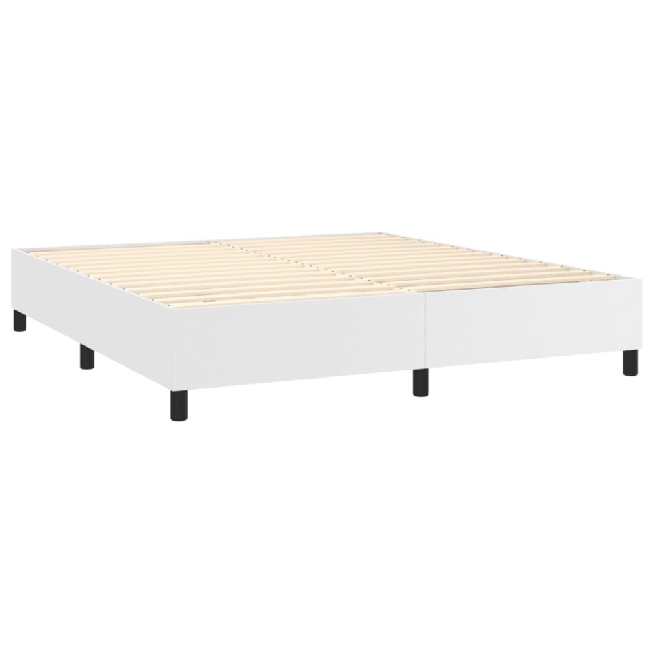 Estructura de cama box spring cuero sintético blanco 160x200
