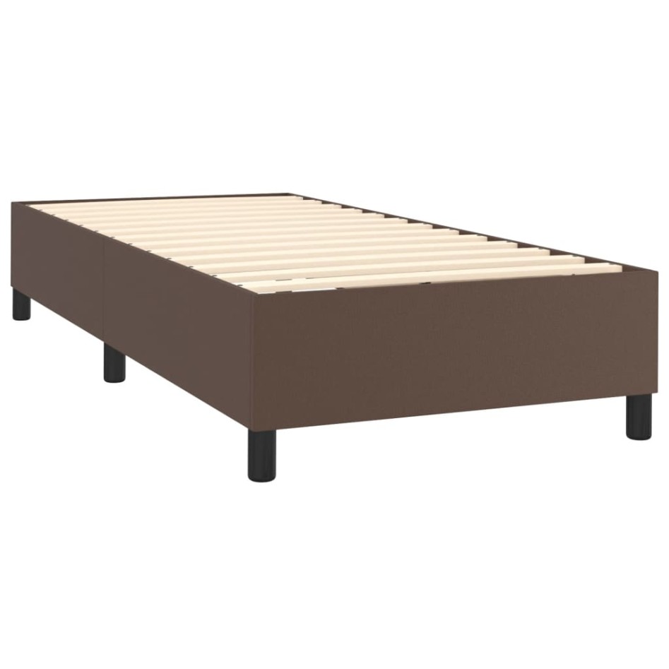 Estructura de cama box spring cuero sintético marrón 80x200