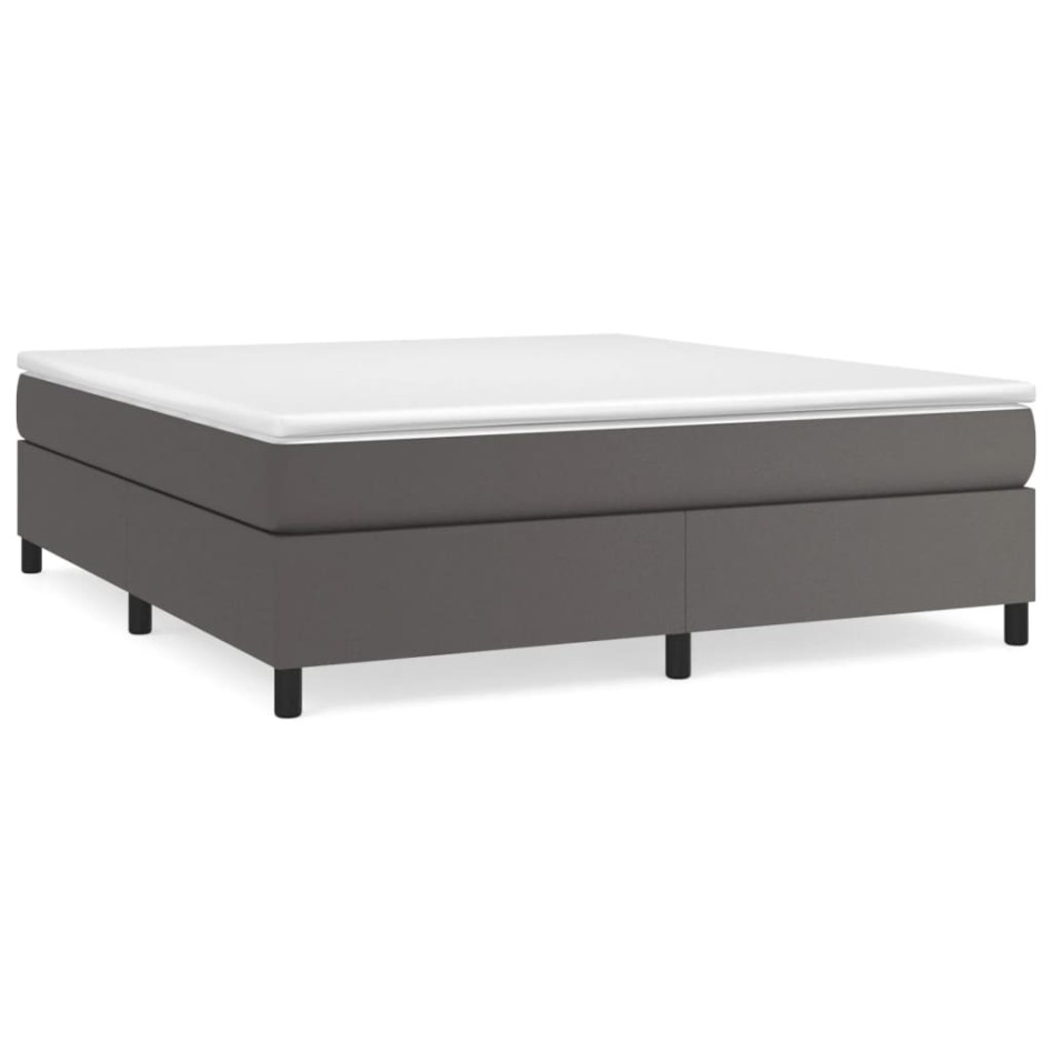 Estructura de cama box spring cuero sintético gris 180x200