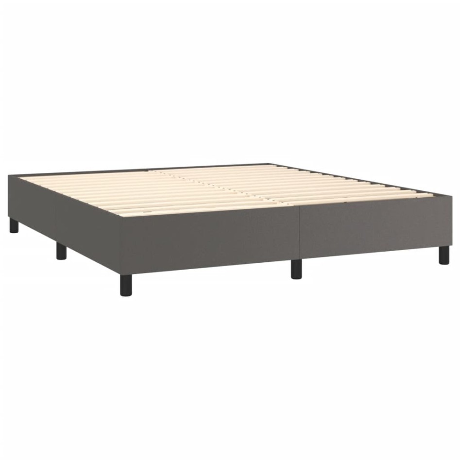 Estructura de cama box spring cuero sintético gris 180x200