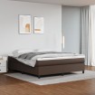 Estructura de cama box spring cuero sintético marrón 160x200 cm