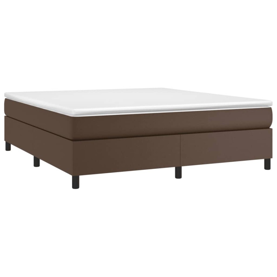 Estructura de cama box spring cuero sintético marrón 160x200