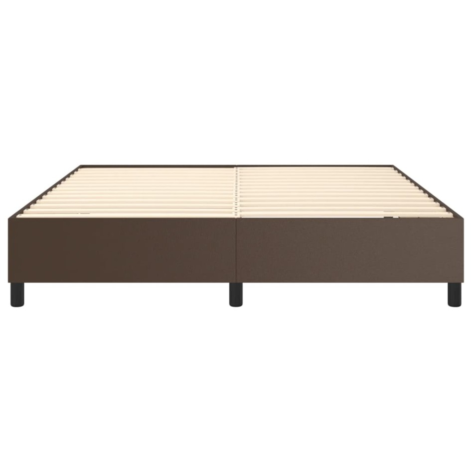Estructura de cama box spring cuero sintético marrón 160x200