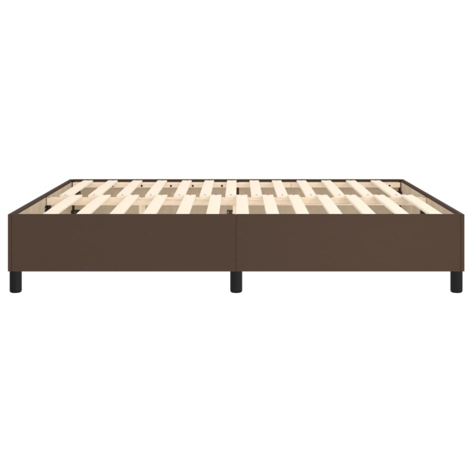 Estructura de cama box spring cuero sintético marrón 160x200