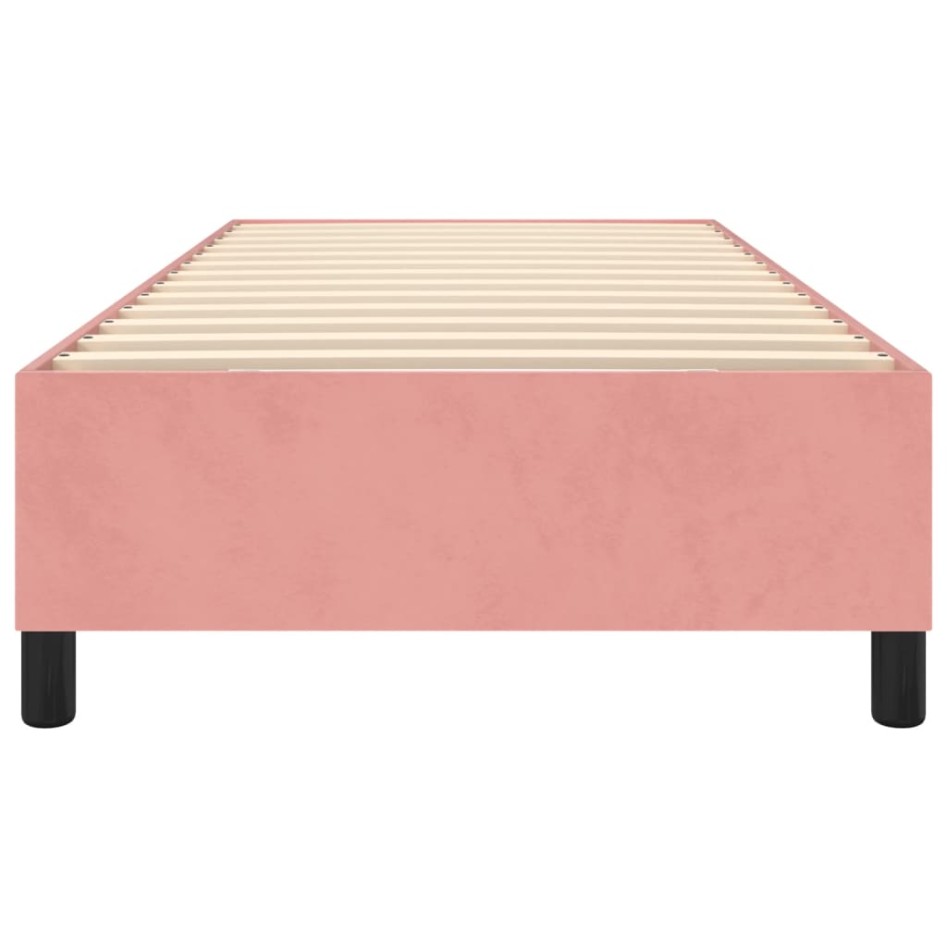 Estructura de cama box spring terciopelo rosa 100x200