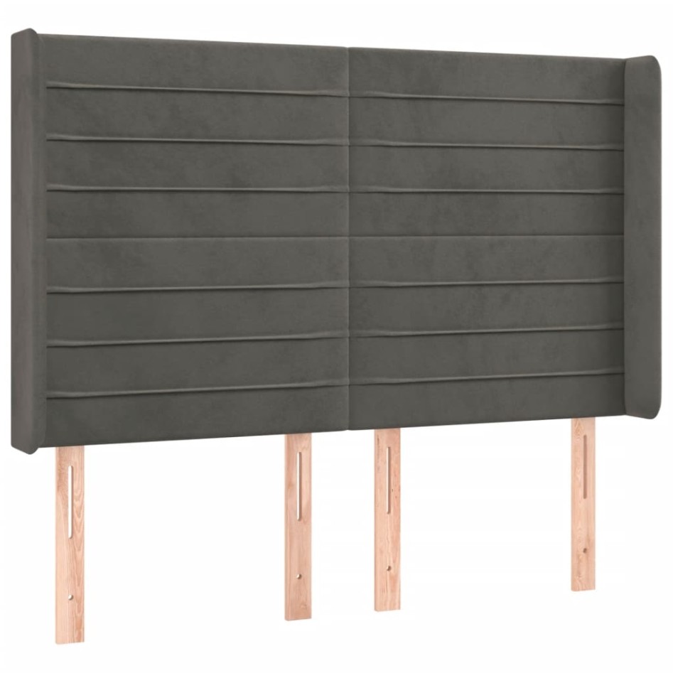 Cabecero con LED de terciopelo gris oscuro 147x16x118/128