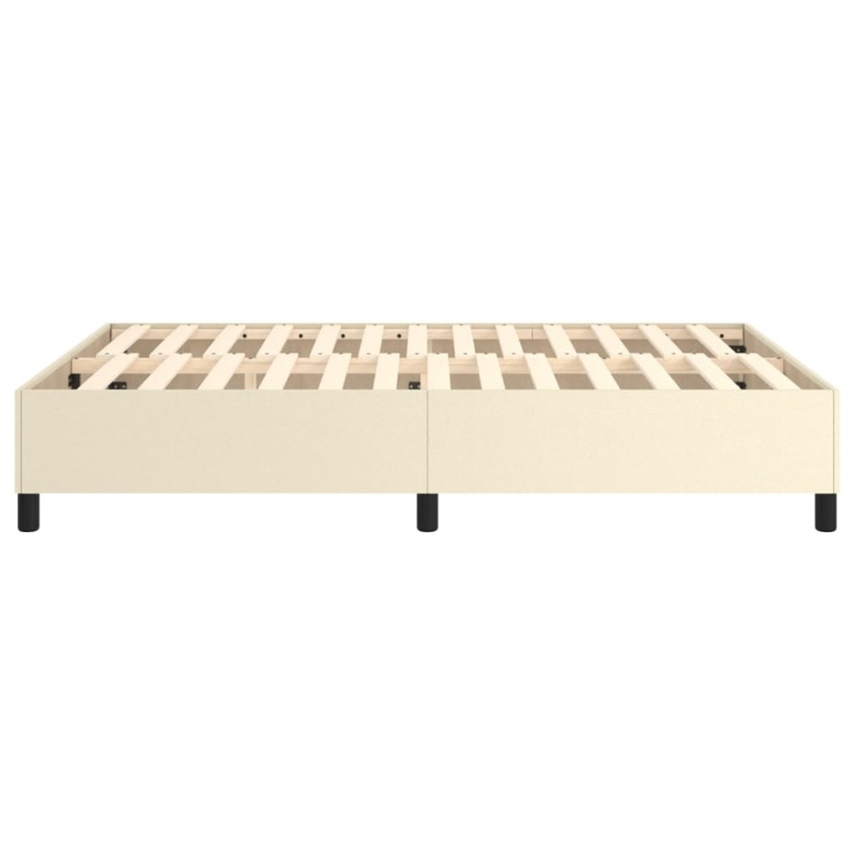 Estructura de cama box spring cuero sintético crema 140x200