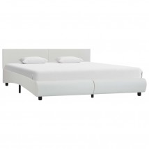 Estructura de cama de cuero sintético blanco 180x200 cm