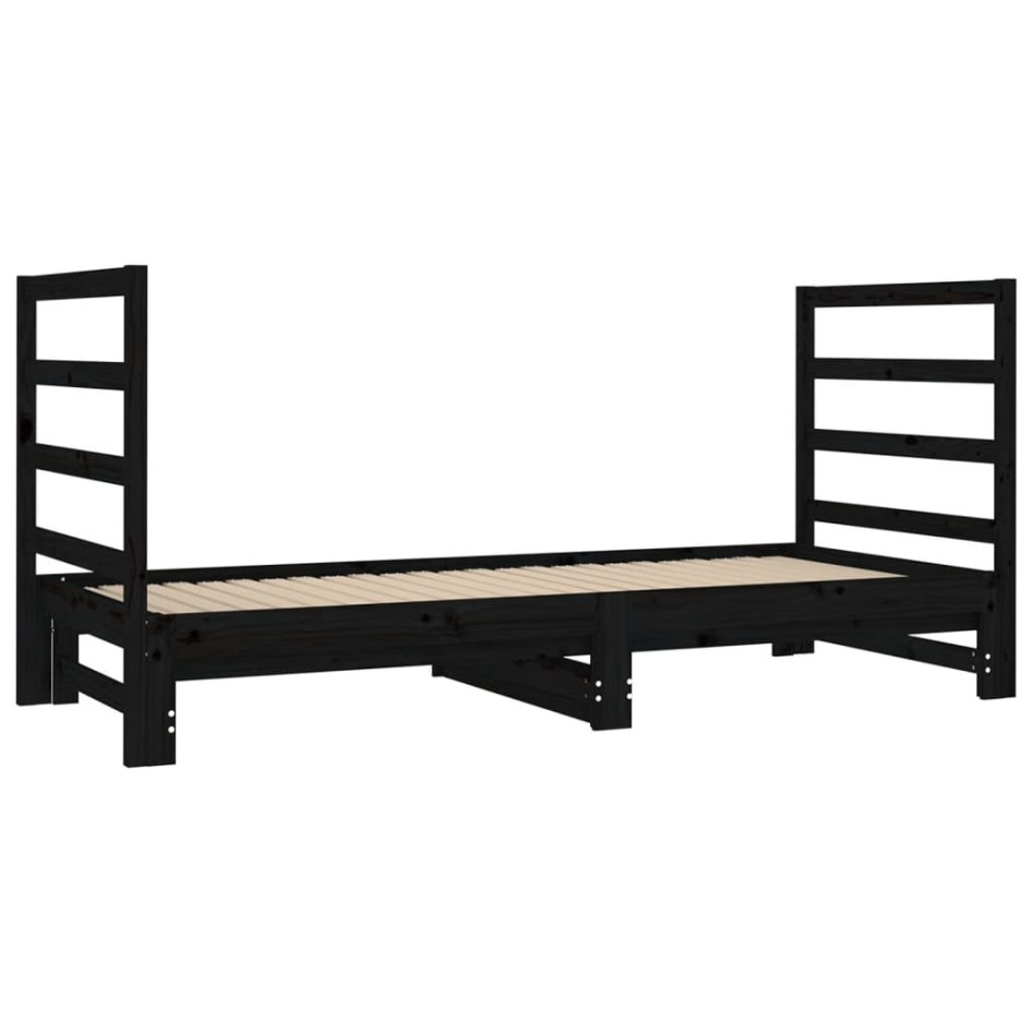 Sofá cama extraíble madera maciza de pino negro 2x(90x190)