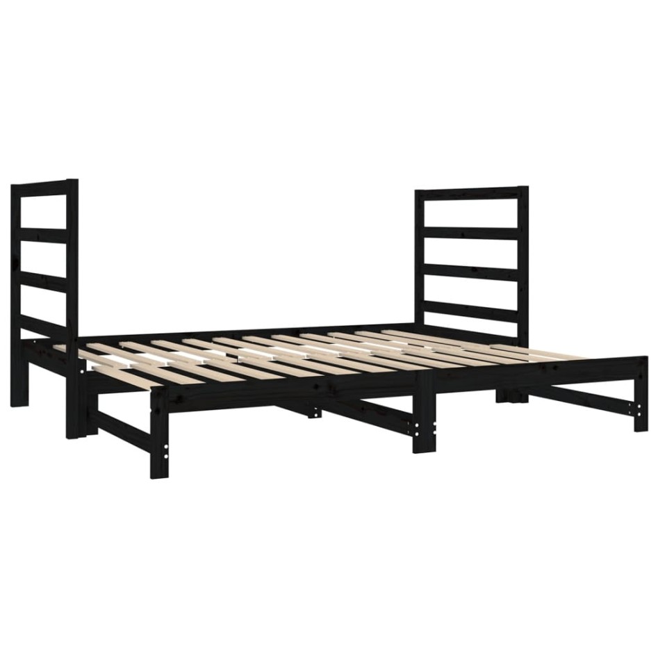 Sofá cama extraíble madera maciza de pino negro 2x(90x190)