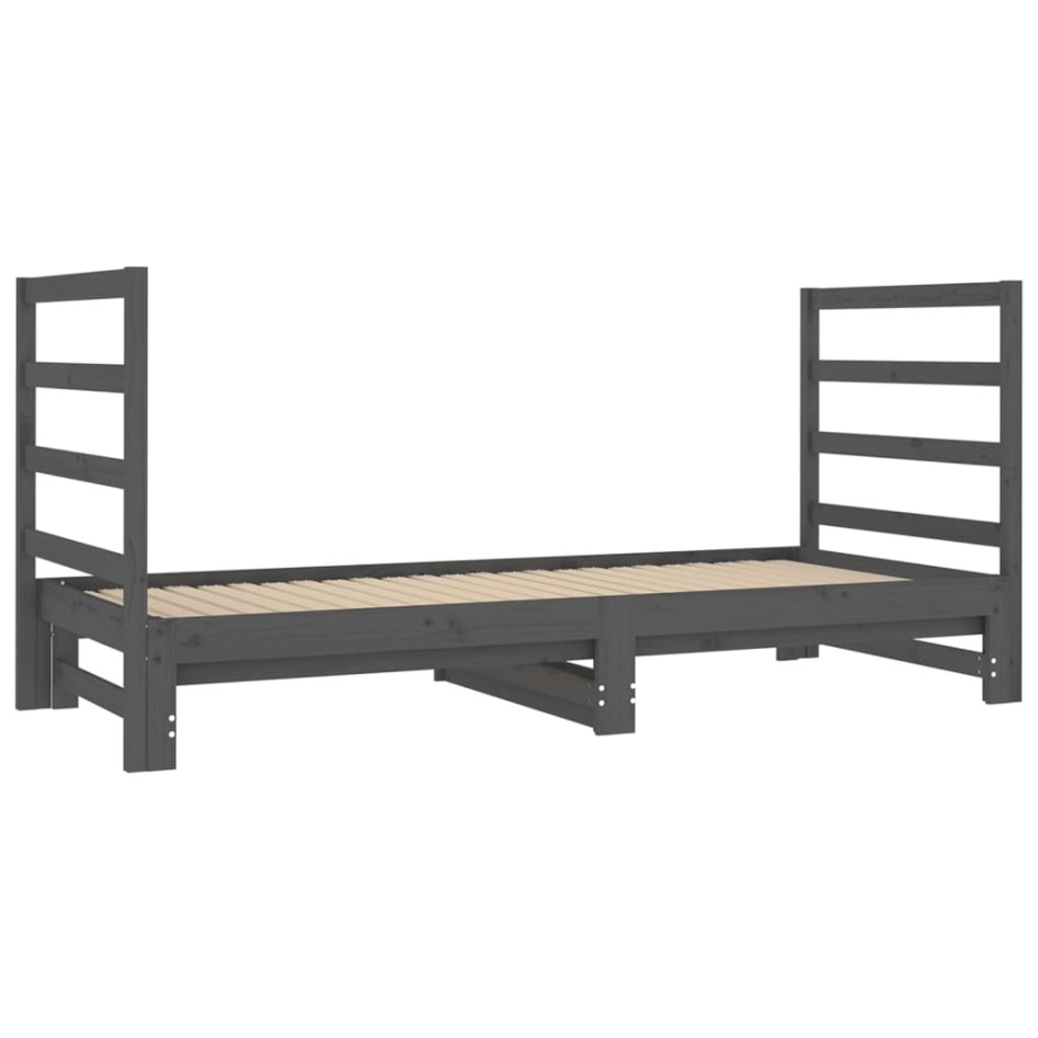 Sofá cama extraíble madera maciza de pino gris 2x(90x190)