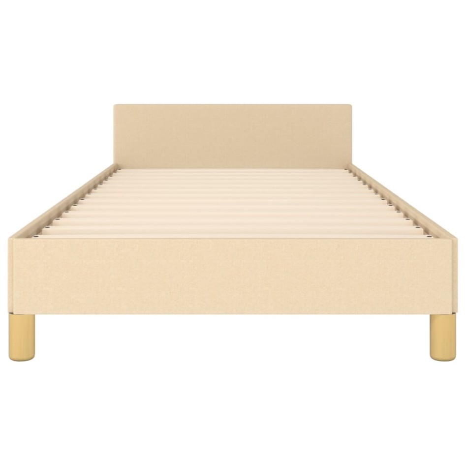 Estructura de cama con cabecero de tela color crema 90x200