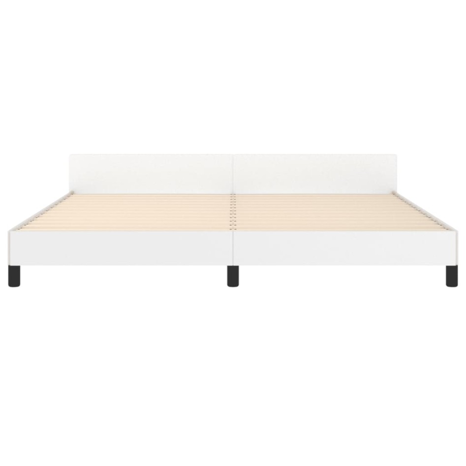 Estructura de cama cabecero cuero sintético blanco 200x200