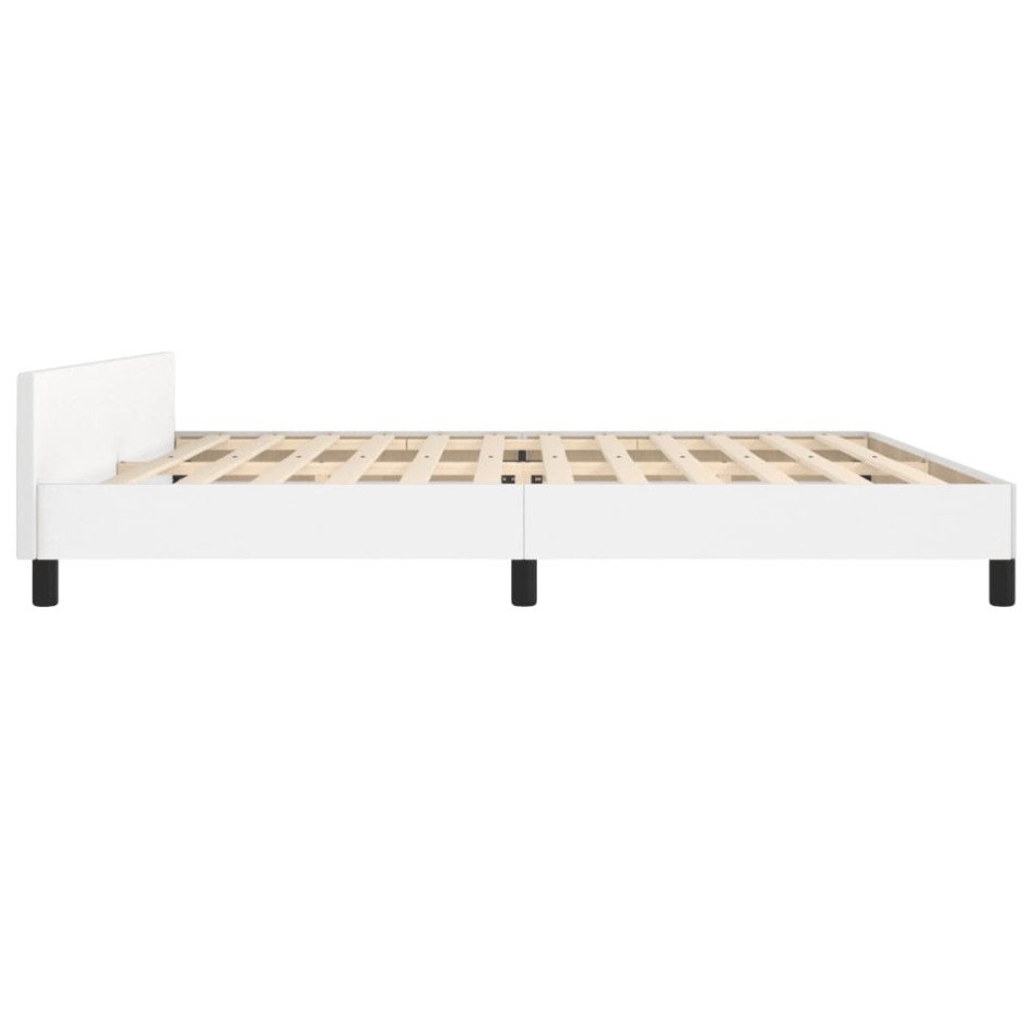 Estructura de cama cabecero cuero sintético blanco 200x200