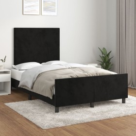Estructura de cama con cabecero de terciopelo negro 120x200